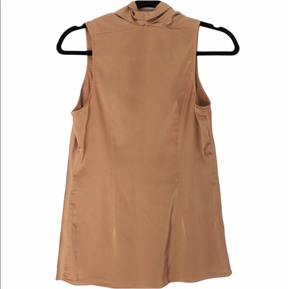 BOSTON PROPER Brown Tan Gold Satin V-Neck Top 4 - Picture 4 of 6